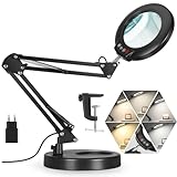 Veemagni 10X Lupe mit Licht, 5 Farbmodi Stufenlos Dimmbar 2-in-1...