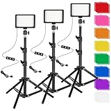 Ci-Fotto LED Fotolicht Video Licht 3-Pack, Dimmbare 5600K USB...
