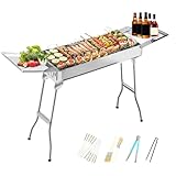 Holzkohlegrill Edelstahl XXL Kohlegrill Klappgrill Camping Grill Faltbar...