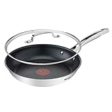 Tefal G48514 Induktion Pfanne 24cm + Jamie Oliver Glasdeckel, Edelstahl...