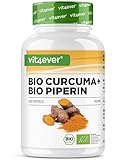 Bio Curcuma mit schwarzem Pfeffer - 365 Kapseln - 4511 mg Bio-Curcuma...