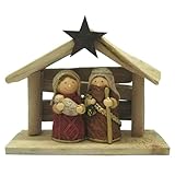 BAHJKASD Christus-Krippenstatue, Baby-Krippe mit Haus-Ornament für...