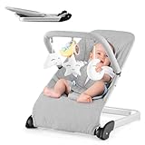 COSTWAY 2 in 1 Babywippe klappbar, tragbare Babyschaukel mit verstellbarer...