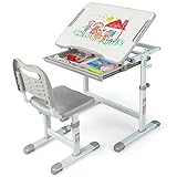 COSTWAY Schreibtisch Kinder, Kinderschreibtisch höhenverstellbar mit...