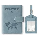 Reisepasshülle und Kofferanhänger Set, Kunstleder Passport Cover mit...
