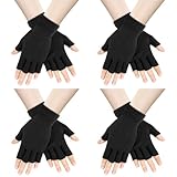 AURUZA 4 Paare Halbfinger Handschuhe Herren Winterhandschuhe Damen Unisex...