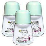 3 er Pack Garnier Mineral Invisible Black, White & Colors Roll-on...