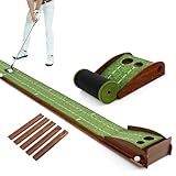 COSTWAY Golf Puttingmatte, Golfmatte mit 1/2/3 Löchern, Auto Rückkehr...