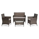 SVITA BROOKLYN Gartenmöbel Poly Rattan Sitzgruppe Essgruppe Set...