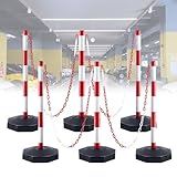 6er-Set Absperrpfosten mit Sockel, including 5x2.5m Chains & 20xS Buckles,...