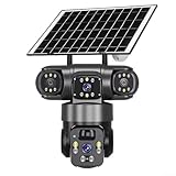 Eawfgtuw Dual-Linsen-Solar-Sicherheitskamera, kabellos, für den...