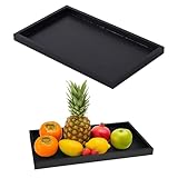 1 Stück Tablett Schwarz, Rechteckiges Serviertablett aus Holz 32 X 20 X...