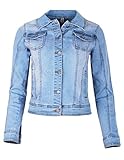 Fraternel Damen Jacke Jeansjacke Denim Jacket talliert Stretch Hellblau 4XL...