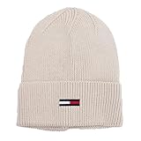 Tommy Jeans Damen TJW ELONGATED FLAG BEANIE AW0AW16102 Hüte, Beige, OS