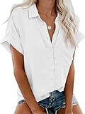 Friptspyg Musselin Bluse Damen Lässiges Kurzarm Hemdbluse Sommer 100%...