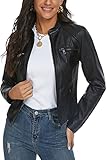 Fahsyee Damen Kunstlederjacke, Moto Biker Lederjacke Antik-fertige Schlanke...