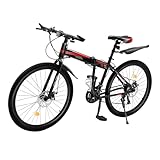 POTYYH 26 Zoll Mountainbike, 21 Gang Klappbar MTB Fahrad mit Scheibenbremse...