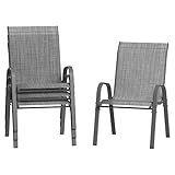 Amopatio 4er-Set Gartenstühle Stapelbar, Hochlehner Stapelstühle aus...