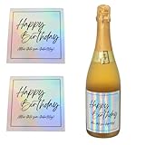 MilaBoo® Holografische Flaschenetiketten 'Happy Birthday' – Perfekt für...