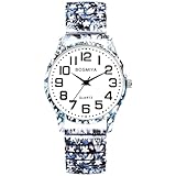 OIDEA Unisex Uhren elastisch Böhmisch: Schwarz Muster Blumen Armbanduhr...