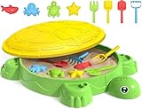 Schildkröten Sandkasten mit Deckel,Sandboxen mit 8PCS Sandformen und...