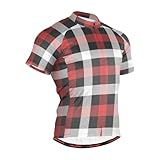 GuoChe Herren-Fahrradtrikot, kurzärmelig, kariert, Schwarz / Rot, 01,...