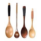 EKdirect 4 Stück Holzlöffel Suppenlöffel Set Lange Griff Kaffee Tee...