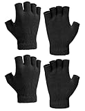Kiiwah 2 Paar Halbfinger Handschuhe, Winter Fingerlose Handschuhe...
