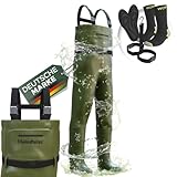 Heimfleiss® Wathose Herren Wasserdicht mit Stiefel (Gr. 44) | Unisex Nylon...