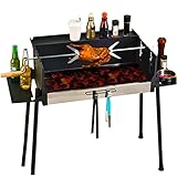 Gasgrill 4 Brenner, Holzkohlegrill aus Edelstahl, Smoker Grill mit...