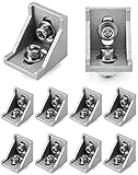 QWORK 10stk Befestigungsmaterial Winkel Befestigung , Aluprofil 40x40 Nut 8...