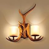 LOGT Retro Geweih Wandlampe 2 Flammig Vintage Innen Wandleuchten Harz...