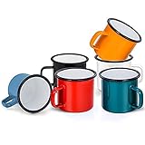 HaWare Emaille Tasse 6er-Set, Schwarz/Weiß/Blau/Rot/Grün/Gelb Kaffee-...