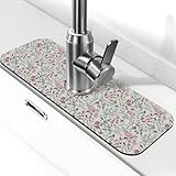 Pevtufa Abtropfmatte mit Feen-Blumendruck, Wasserhahn-Abtropfmatte für...