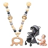GYHWOFUL Kinderwagenkette Elefant aus Holz, Schlichtes Kinderwagenspielzeug...