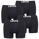 Levi´s Herren Solid Basic Boxershorts im Vorteilspack 2x2 Pack (Black, L)