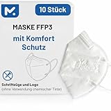 10 FFP3 Mund- und Nasenschutz Maske mit EC Zertifizierung, 5 lagige Maske...