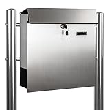 Maxstore STILISTA Standbriefkasten, V2A Edelstahl, Zeitungsfach,...