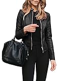 SOMTHRON Damen Kunstleder Jacke Leder Jacke Motorrad Short PU Kurzjacke...