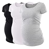 Love2Mi 3 Pcs Kurzarm Umstandsshirt Umstandsmode Tshirt Einfarbig...