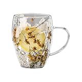 Isoliertes Glas Kaffee Tasse - 350 ml Doppelschicht Transparent Becher...