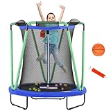 ZONEKIZ Kindertrampolin, Trampolin für Kinder mit Sicherheitsnetz, Ø140...