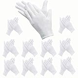 ANDSTON 12 Paar Weiße Handschuhe Baumwolle, Stoff Handschuhe Weiss, Care...