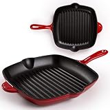 Oakfire Grillpfanne Bratpfanne Gusseisen emailliert 30 cm Induktion Pfanne...