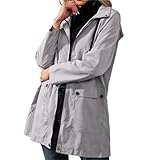 Achlibe Leichte Damen-Regenjacke mit Kapuze, Übergröße,...