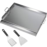 FINEUNAN Edelstahl Grillplatte | 40x30x8 cm | Universal BBQ Plancha aus...
