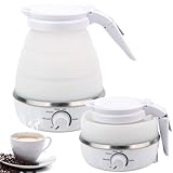 Faltbarer Wasserkocher, 0.6l Reise Silikon Tragbarer Wasserkessel, Weiß...