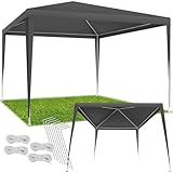 tectake® Pavillon 3x3 m, Gartenzelt mit wasserdichter PE-Plane mit...
