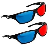 PRECORN 2er Set 3D Brille rot/Cyan (3D-Anaglyphenbrille) hochwertige Brille...