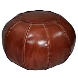 Casa Moro Orientalischer Echt-Leder Pouf Yuva Karamel mit Füllung Ø 52cm...